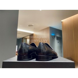 Prada Saffiano Leather Casual Business Loafers For Men Black