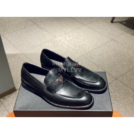 Prada Saffiano Leather Casual Business Loafers For Men Black