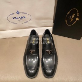 Prada Saffiano Leather Casual Business Loafers For Men Black