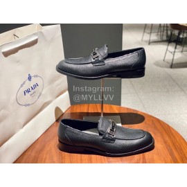 Prada Black Saffiano Leather Casual Business Loafers For Men