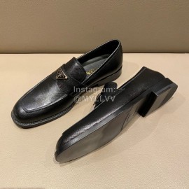 Prada Saffiano Leather Casual Business Loafers Black For Men