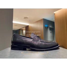 Prada Saffiano Leather Casual Business Loafers Black For Men