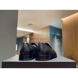 Prada Saffiano Leather Casual Business Loafers Black For Men