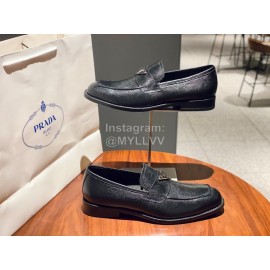 Prada Saffiano Leather Casual Business Loafers Black For Men