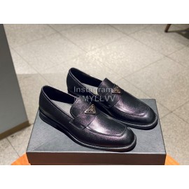 Prada Saffiano Leather Casual Business Loafers Black For Men