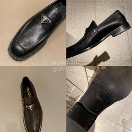 Prada Saffiano Leather Casual Business Loafers Black For Men