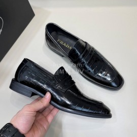 Prada Crocodile Pattern Leather Casual Loafers For Men