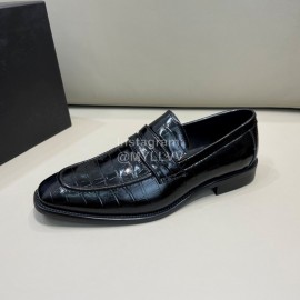 Prada Crocodile Pattern Leather Casual Loafers For Men