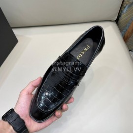 Prada Crocodile Pattern Leather Casual Loafers For Men