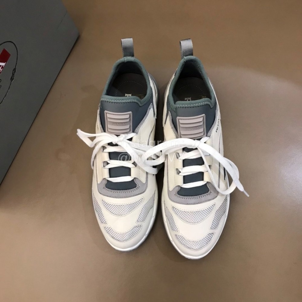 Prada Summer Mesh Leather Casual Sneakers For Men Gray