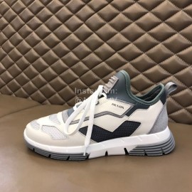 Prada Summer Mesh Leather Casual Sneakers For Men Gray