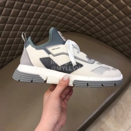 Prada Summer Mesh Leather Casual Sneakers For Men Gray