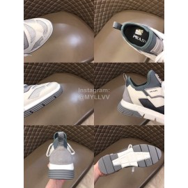 Prada Summer Mesh Leather Casual Sneakers For Men Gray