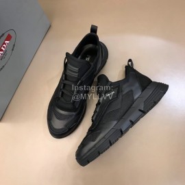 Prada Summer Mesh Leather Casual Sneakers For Men Black