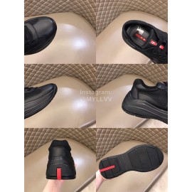 Prada Summer Mesh Leather Casual Sneakers For Men Black