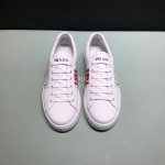 Prada Red Silk Screen Logo Cowhide Sneakers For Men 