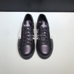 Prada Black Silk Screen Logo Cowhide Sneakers For Men