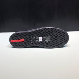 Prada Black Silk Screen Logo Cowhide Sneakers For Men