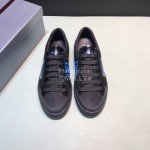 Prada Silk Screen Logo Cowhide Mesh Sneakers For Men Black