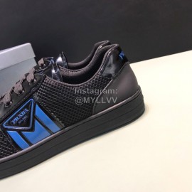 Prada Silk Screen Logo Cowhide Mesh Sneakers For Men Black