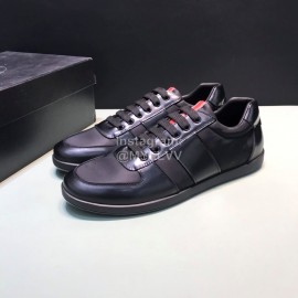 Prada Cowhide Lace Up Sneakers For Men Black