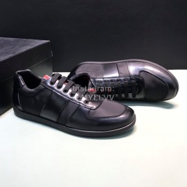 Prada Cowhide Lace Up Sneakers For Men Black
