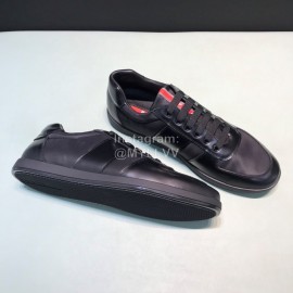 Prada Cowhide Lace Up Sneakers For Men Black