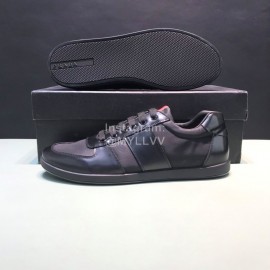 Prada Cowhide Lace Up Sneakers For Men Black