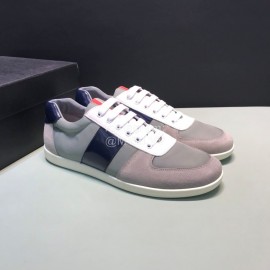 Prada Cowhide Lace Up Sneakers For Men Gray