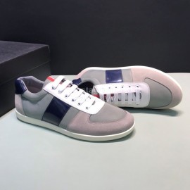 Prada Cowhide Lace Up Sneakers For Men Gray