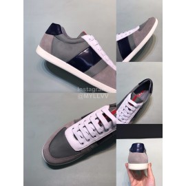 Prada Cowhide Lace Up Sneakers For Men Gray
