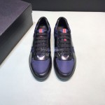 Prada Cowhide Lace Up Sneakers For Men Blue