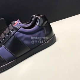 Prada Cowhide Lace Up Sneakers For Men Blue