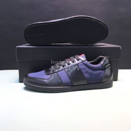 Prada Cowhide Lace Up Sneakers For Men Blue