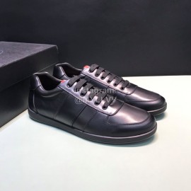 Prada Black Cowhide Lace Up Sneakers For Men 