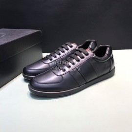 Prada Black Cowhide Lace Up Sneakers For Men 