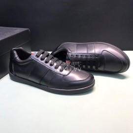 Prada Black Cowhide Lace Up Sneakers For Men 