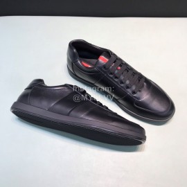 Prada Black Cowhide Lace Up Sneakers For Men 