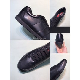 Prada Black Cowhide Lace Up Sneakers For Men 