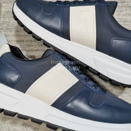 Prada Cowhide Nylon Lace Up Sneakers For Men White