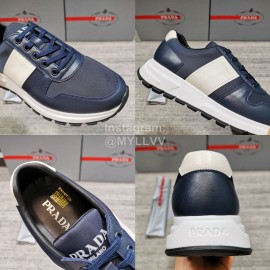 Prada Cowhide Nylon Lace Up Sneakers For Men White