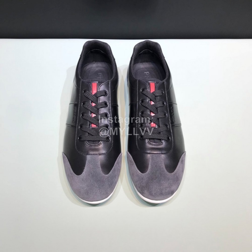 Prada Fashion Lace Up Casual Sneakers For Men Black