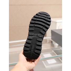 Prada Mesh Cowhide Thick Soled Sneakers For Men Black