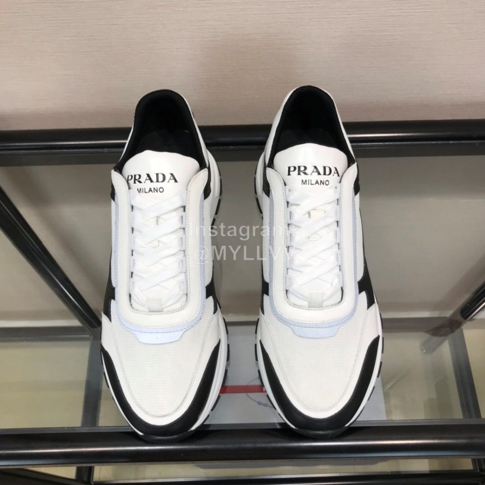 Prada Cowhide Thick Soled Sneakers For Men Black