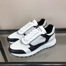 Prada Cowhide Thick Soled Sneakers For Men Black