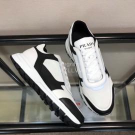 Prada Cowhide Thick Soled Sneakers For Men Black