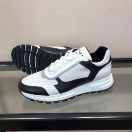 Prada Cowhide Thick Soled Sneakers For Men Black