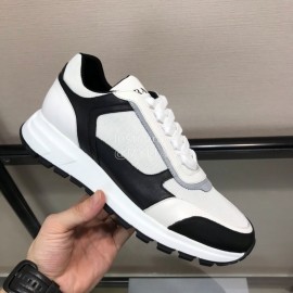 Prada Cowhide Thick Soled Sneakers For Men Black