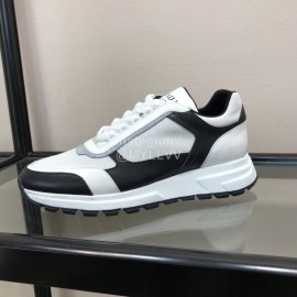 Prada Cowhide Thick Soled Sneakers For Men Black