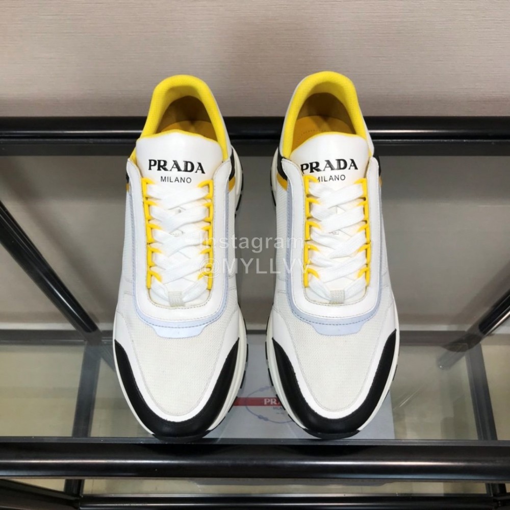 Prada Cowhide Thick Soled Sneakers For Men Yellow